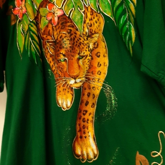 3D painted Art to Wear Jungle Leopard Animal Print Mini Dress, Tunic Top Artsy - Picture 5 of 12
